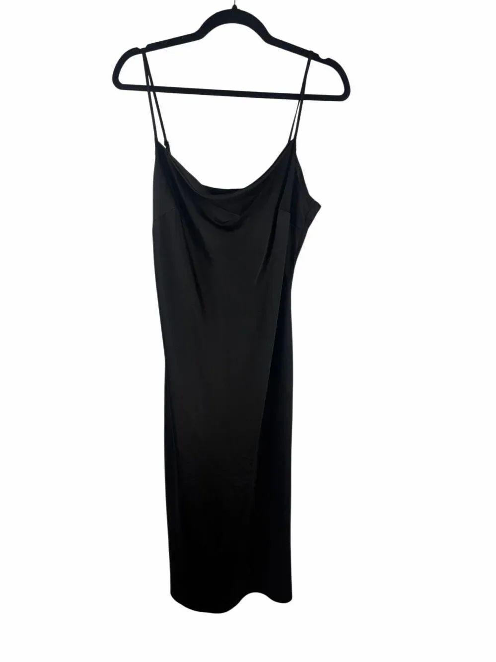 Express black satin midi dress with cowl neck - size L